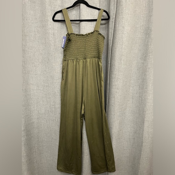 Womens Overalls Casual Wide Leg Jumpsuits Sleeveless Straps With Pockets - Picture 4 of 6